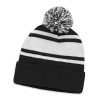 Striped Pom Pom Beanies Black